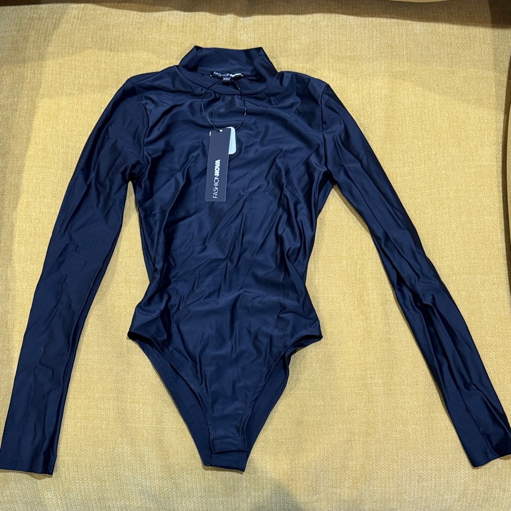 Robin Piccone Black Long Sleeve One Piece Bodysuit